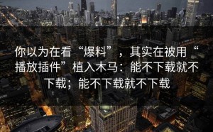 你以为在看“爆料”，其实在被用“播放插件”植入木马：能不下载就不下载；能不下载就不下载